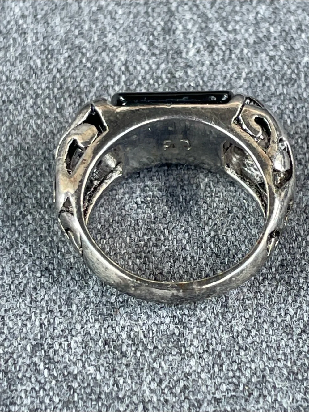 Vintage Premier Designs Black Onyx Silver Plate Ring Size 5 1/2